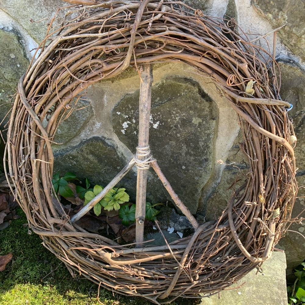 Handmade Rustic Peace Sign Wreath